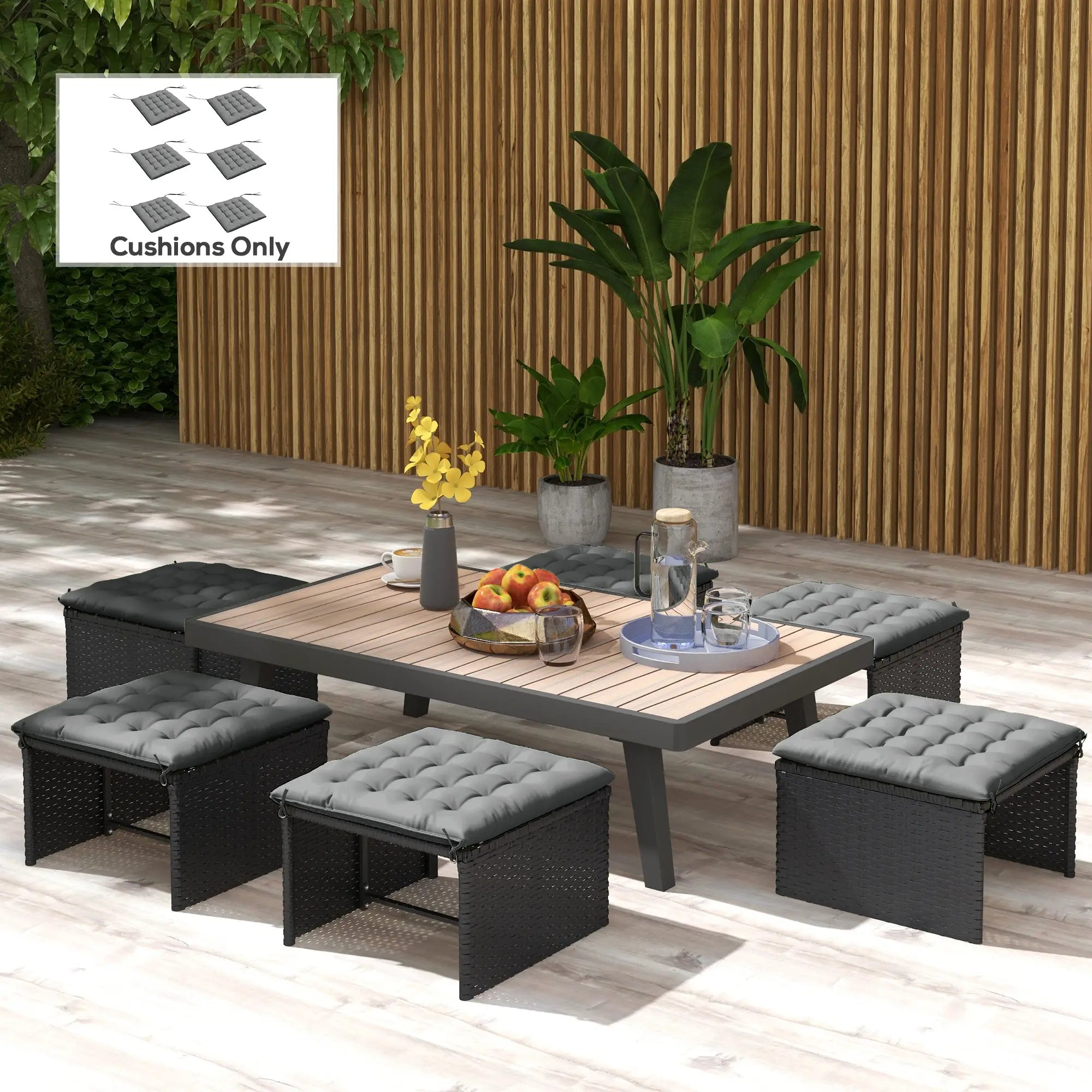 6-Piece Seat Cushion Pillows, Button Tufted Patio Chair Cushions, Charcoal Grey Patio Chair Cushions at Gallery Canada