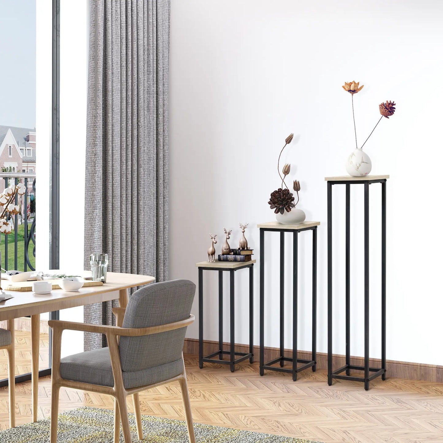 3 Pack Metal Plant Stand, Indoor Outdoor Rack, Decorative Flower Holder