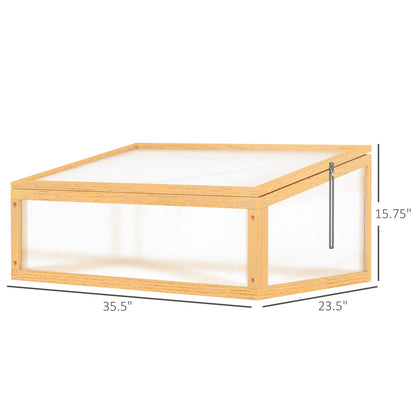 Portable Wooden Cold Frame Greenhouse, Openable Top, 35.5"x23.5"x15.75", Light Brown Cold Frame Greenhouses at Gallery Canada