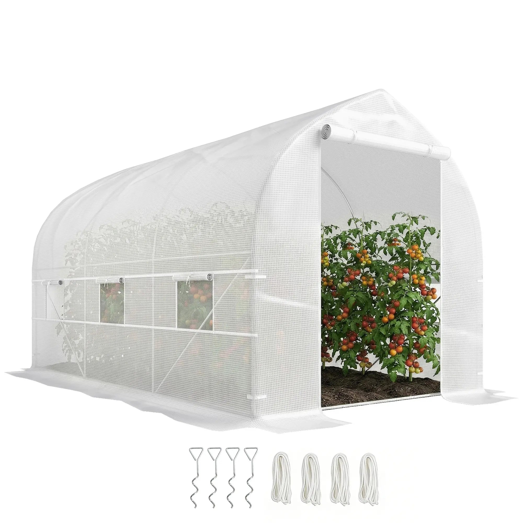 11.5' x 6.6' x 6.6' Portable Walk-In Greenhouse, White Tunnel Greenhouses at Gallery Canada