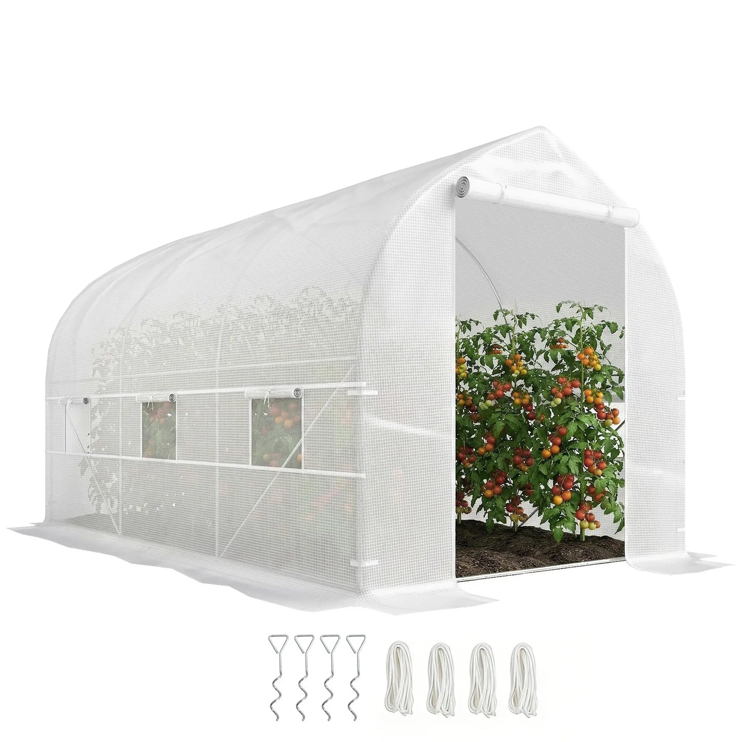 11.5' x 6.6' x 6.6' Portable Walk-In Greenhouse, White Tunnel Greenhouses at Gallery Canada