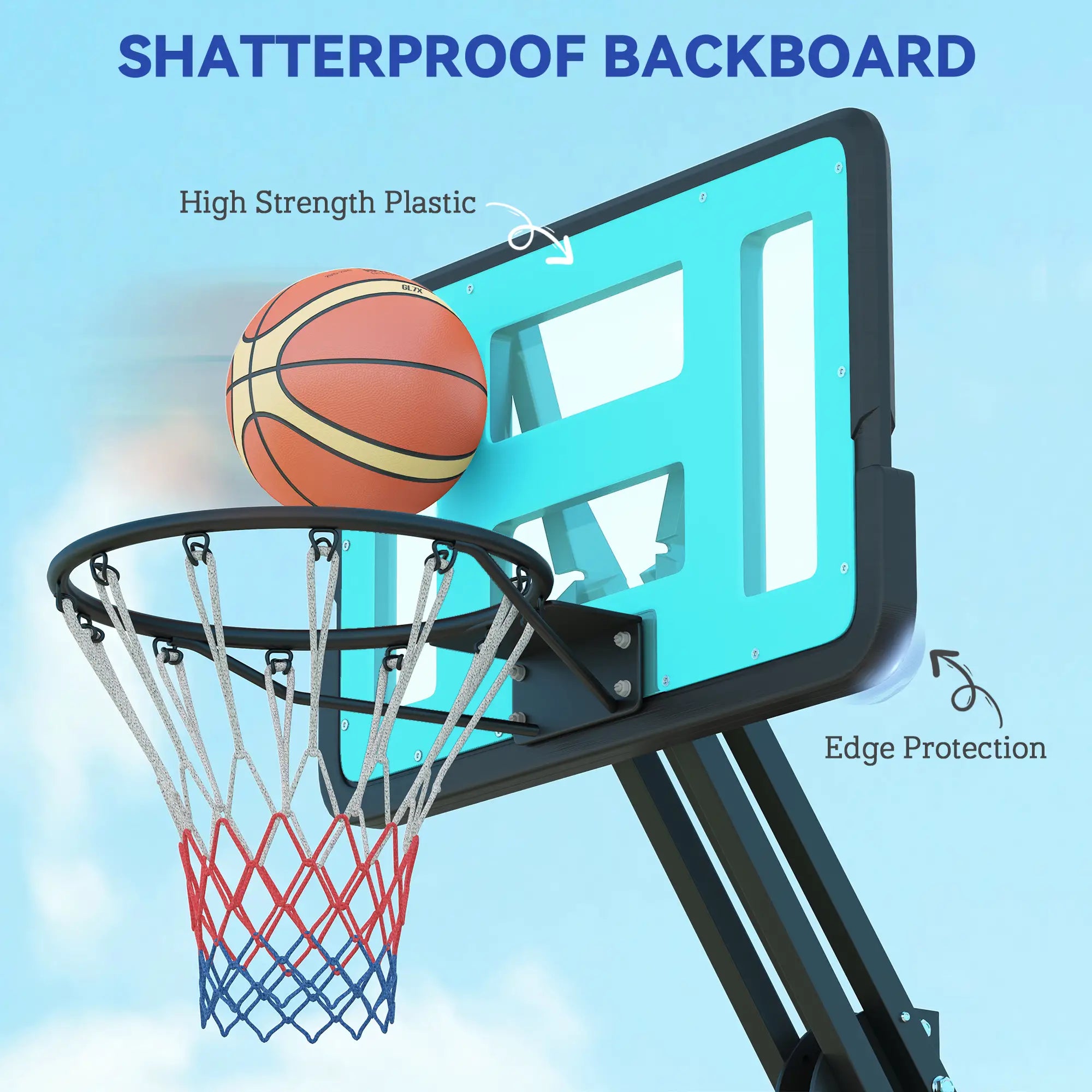 Outdoor Basketball Hoop, Shatterproof Backboard, 57.5