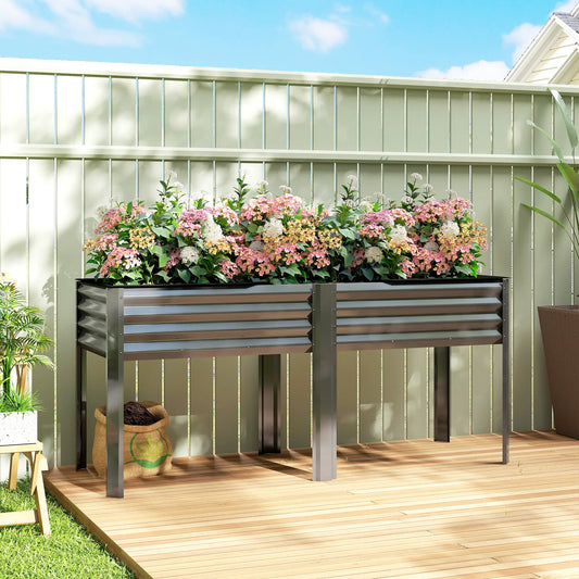 Galvanized Raised Garden Bed With Legs, 71" x 22" x 31.5", Planter Box With Reinforced Bars Elevated Garden Beds Dark Grey at Gallery Canada