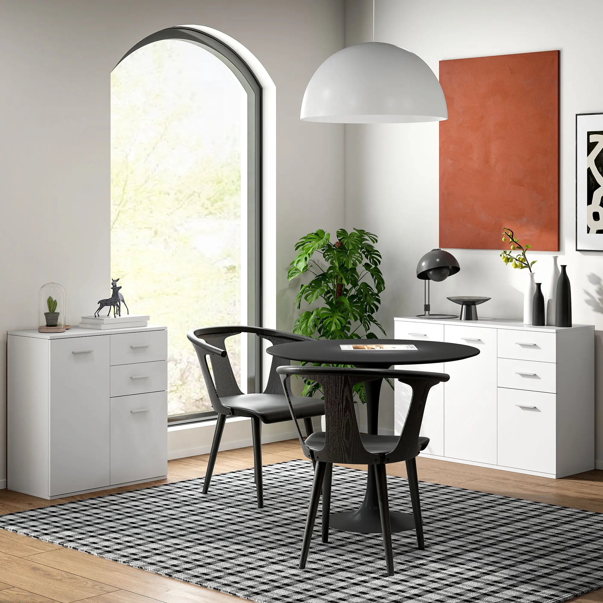 High Gloss Sideboard, 2 Drawers, 2 Doors, Adjustable Shelf, White Storage Cabinets at Gallery Canada