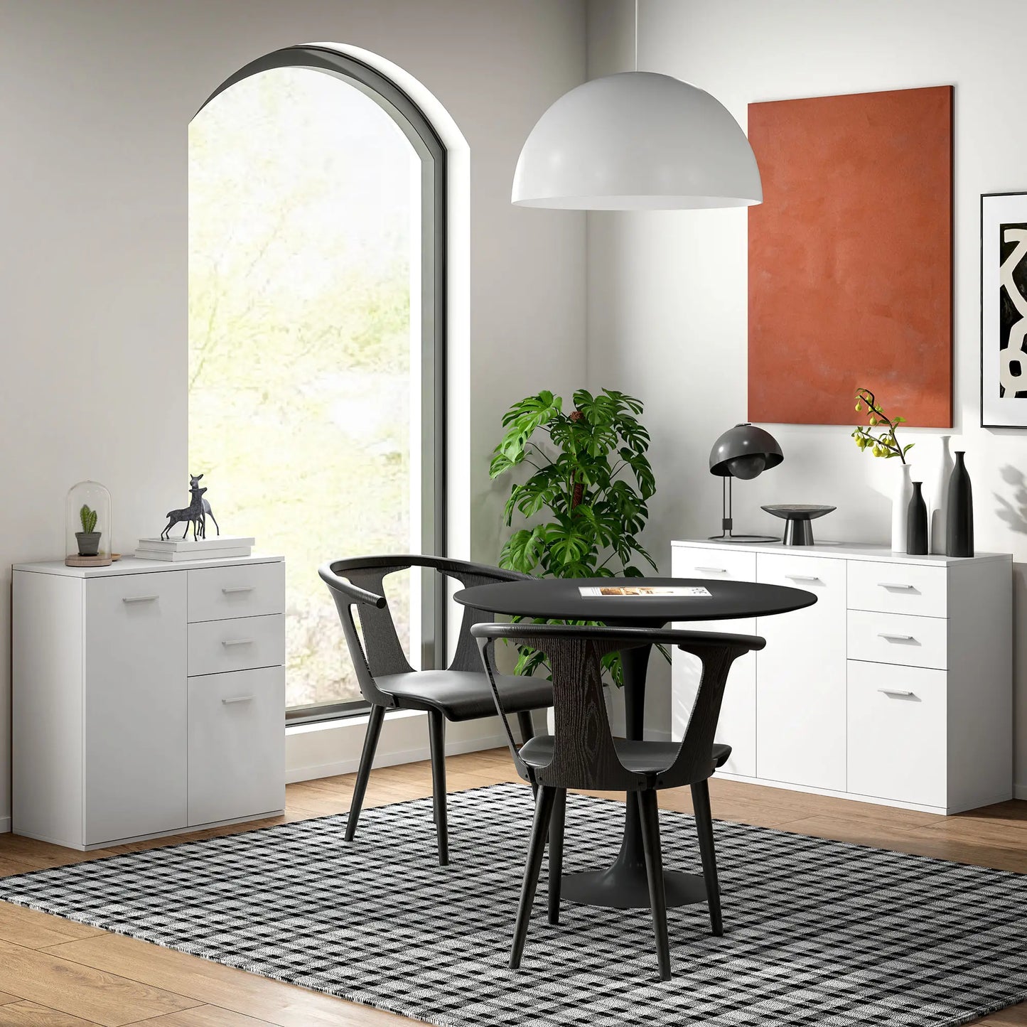 High Gloss Sideboard, 2 Drawers, 2 Doors, Adjustable Shelf, White Storage Cabinets at Gallery Canada