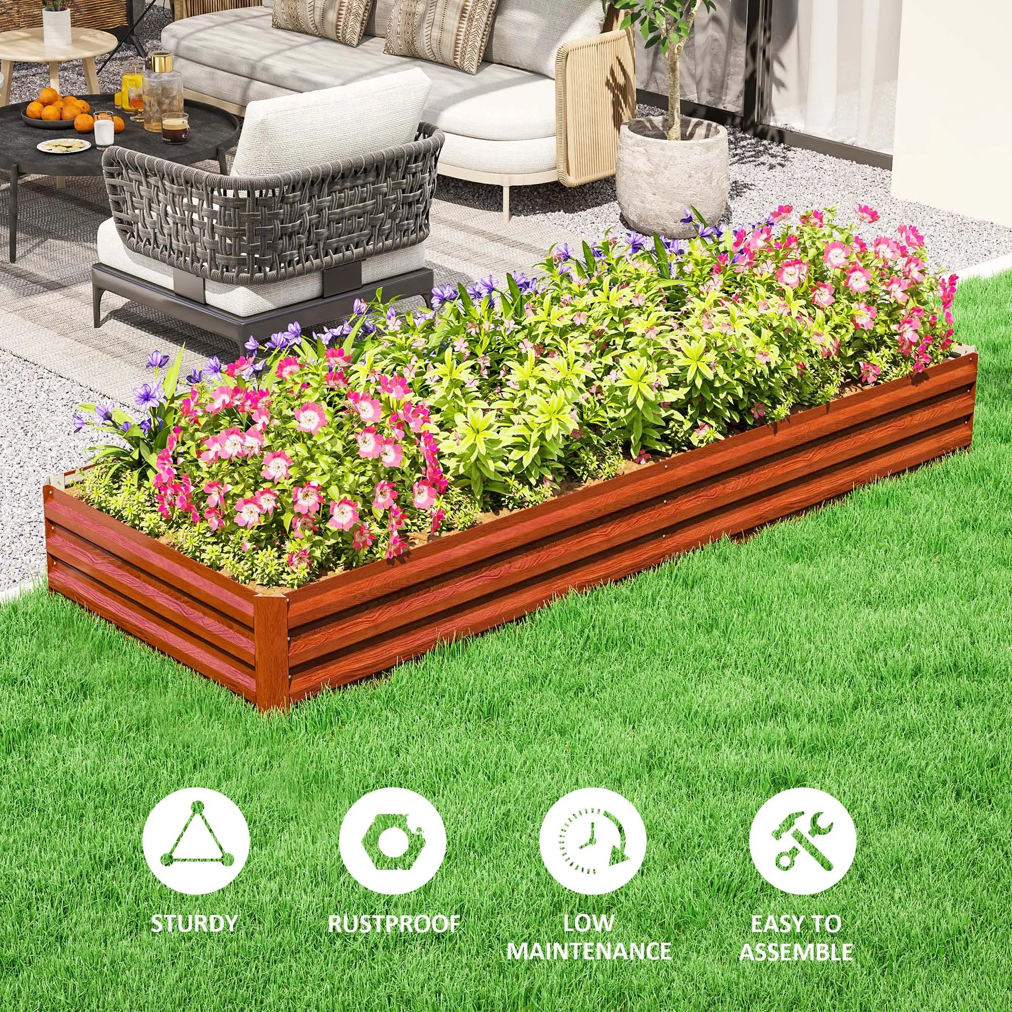 95x36x12 Galvanized Raised Garden Bed, Brown Galvanized Planter Boxes at Gallery Canada