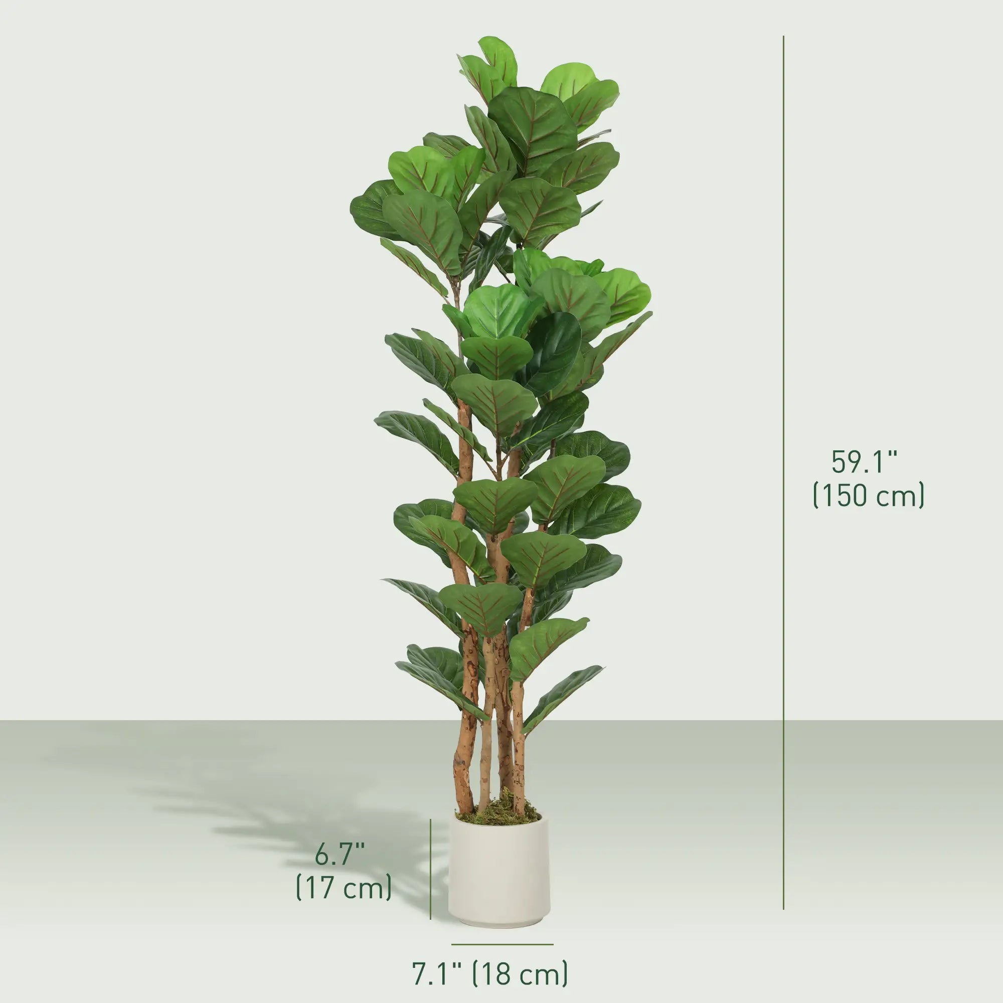 5FT Artificial Fiddle Leaf Fig Tree Set Of 2, Fake Potted Tree, Green Artificial Trees at Gallery Canada