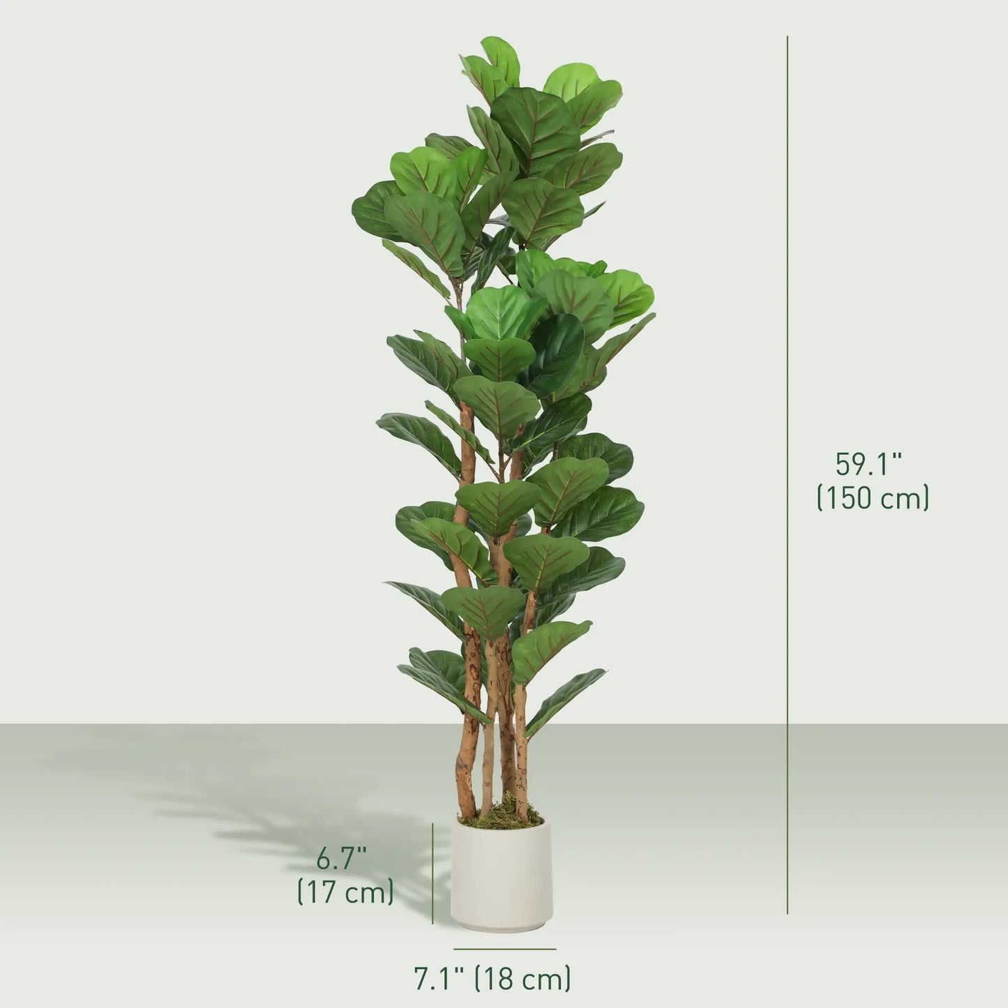 5FT Artificial Fiddle Leaf Fig Tree Set Of 2, Fake Potted Tree, Green Artificial Trees at Gallery Canada