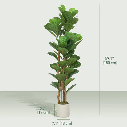 5FT Artificial Fiddle Leaf Fig Tree Set Of 2, Fake Potted Tree, Green Artificial Trees at Gallery Canada