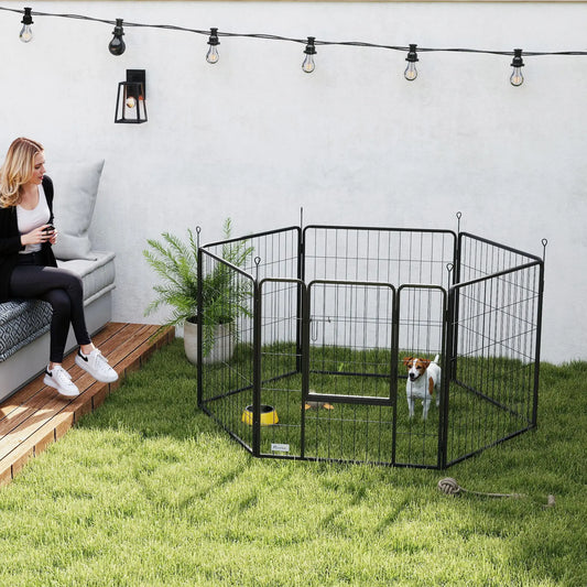 Heavy Duty Dog Playpen, 6 Panels, 23.5"H, Small Dogs Houses, Kennels & Pens Grey at Gallery Canada