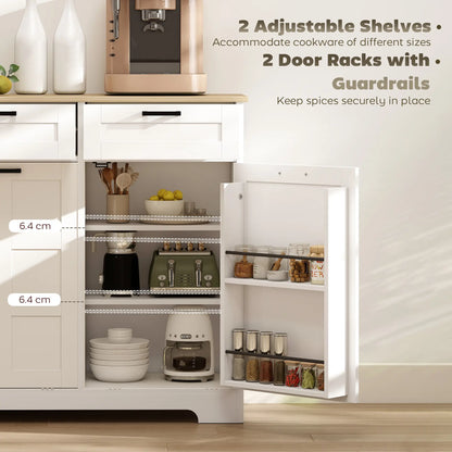 7 Gallon Tilt Out Garbage Cabinet, Kitchen Island, 2 Drawers, White