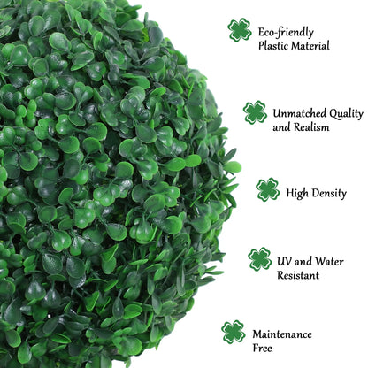 Artificial Ball Boxwood Topiary Trees, 44.1", Fake Plants In Pots, Dark Green Artificial Trees at Gallery Canada
