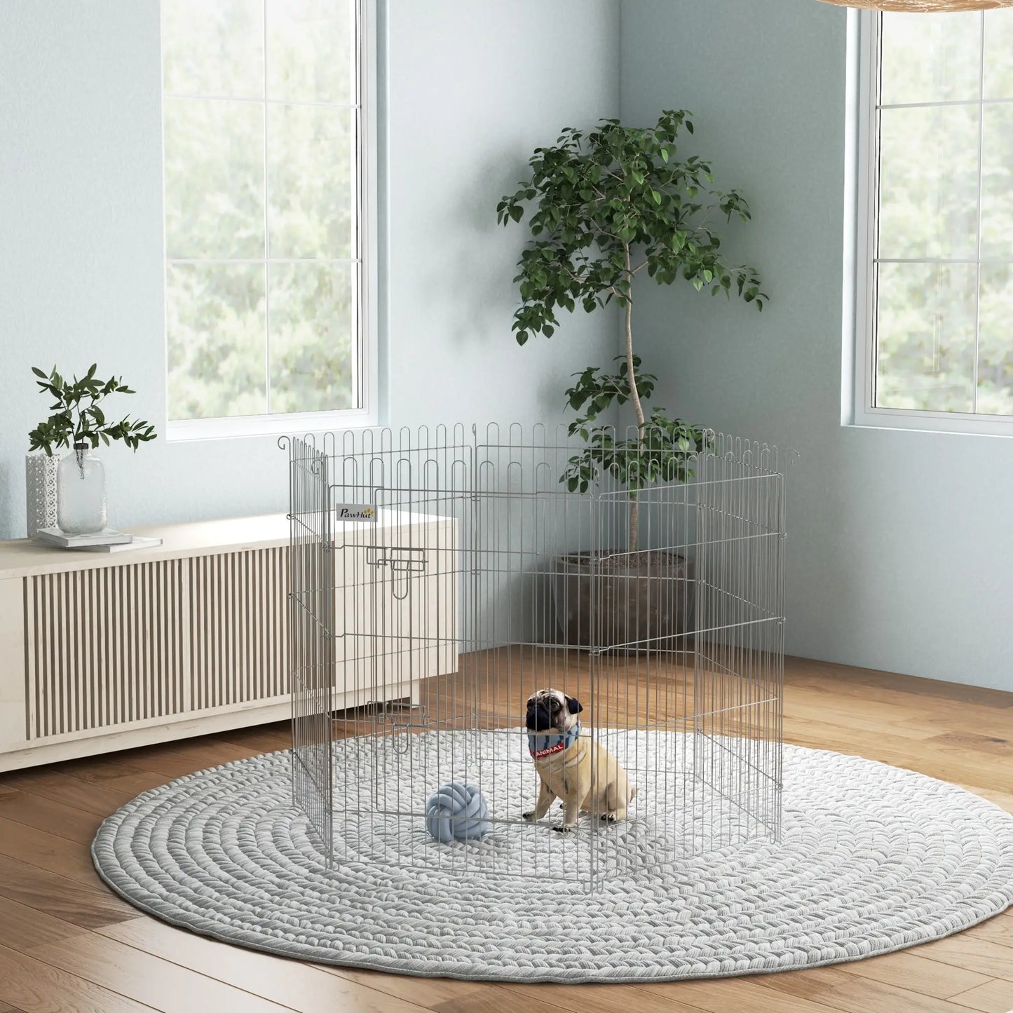 36 Inch 8-Panel Dog Playpen, Foldable Pet Exercise Crate, Black Dog Cages & Crates at Gallery Canada
