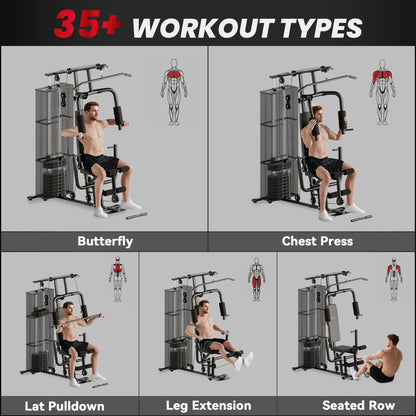 Multifunction Home Gym, 100Lbs Weight Stack, Lat Pulldown, Leg Extensions, Black Power Towers at Gallery Canada