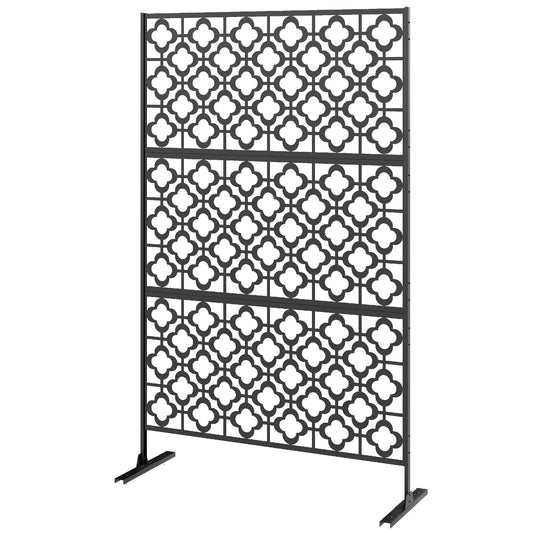 Metal Outdoor Privacy Screen, Freestanding Divider, 78" x 48", Black Side Awnings Black at Gallery Canada