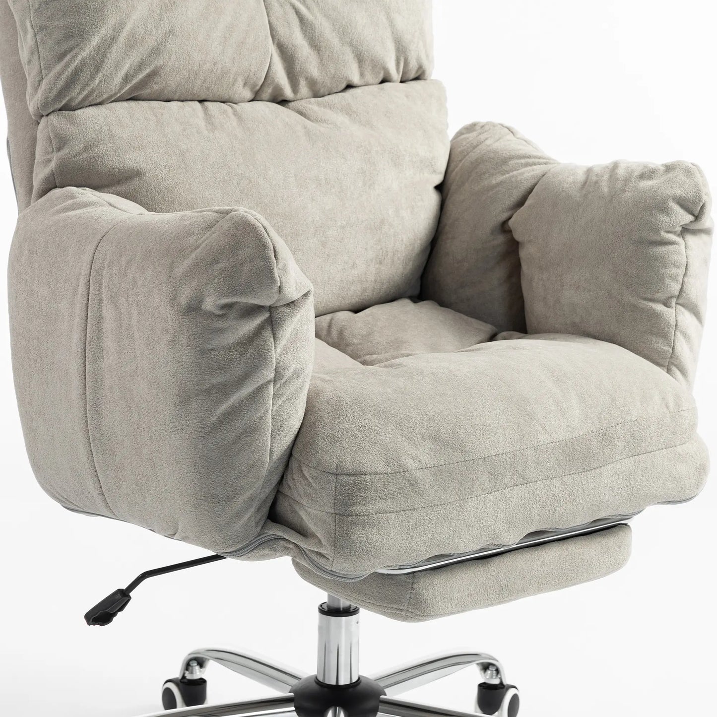 Ergonomic Reclining Gaming Chair With Foot Rest, Light Grey