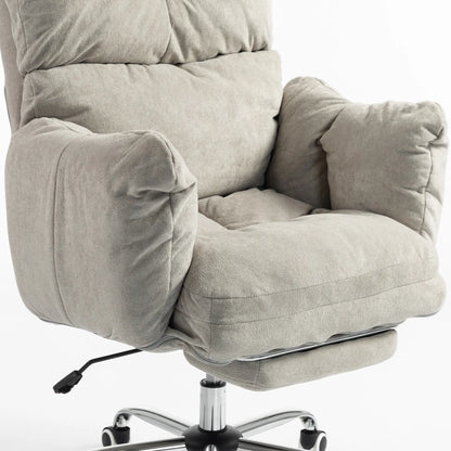 Ergonomic Reclining Gaming Chair With Foot Rest, Light Grey