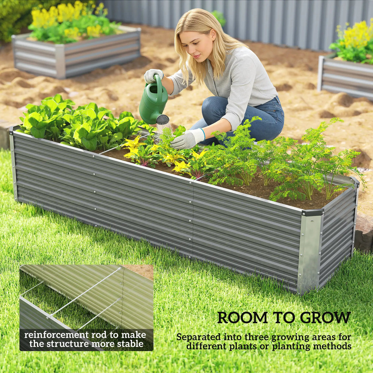 6' x 1.5' x 1.3' Galvanized Raised Garden Bed, Elevated Metal Planter Box, Light Grey Galvanized Planter Boxes at Gallery Canada