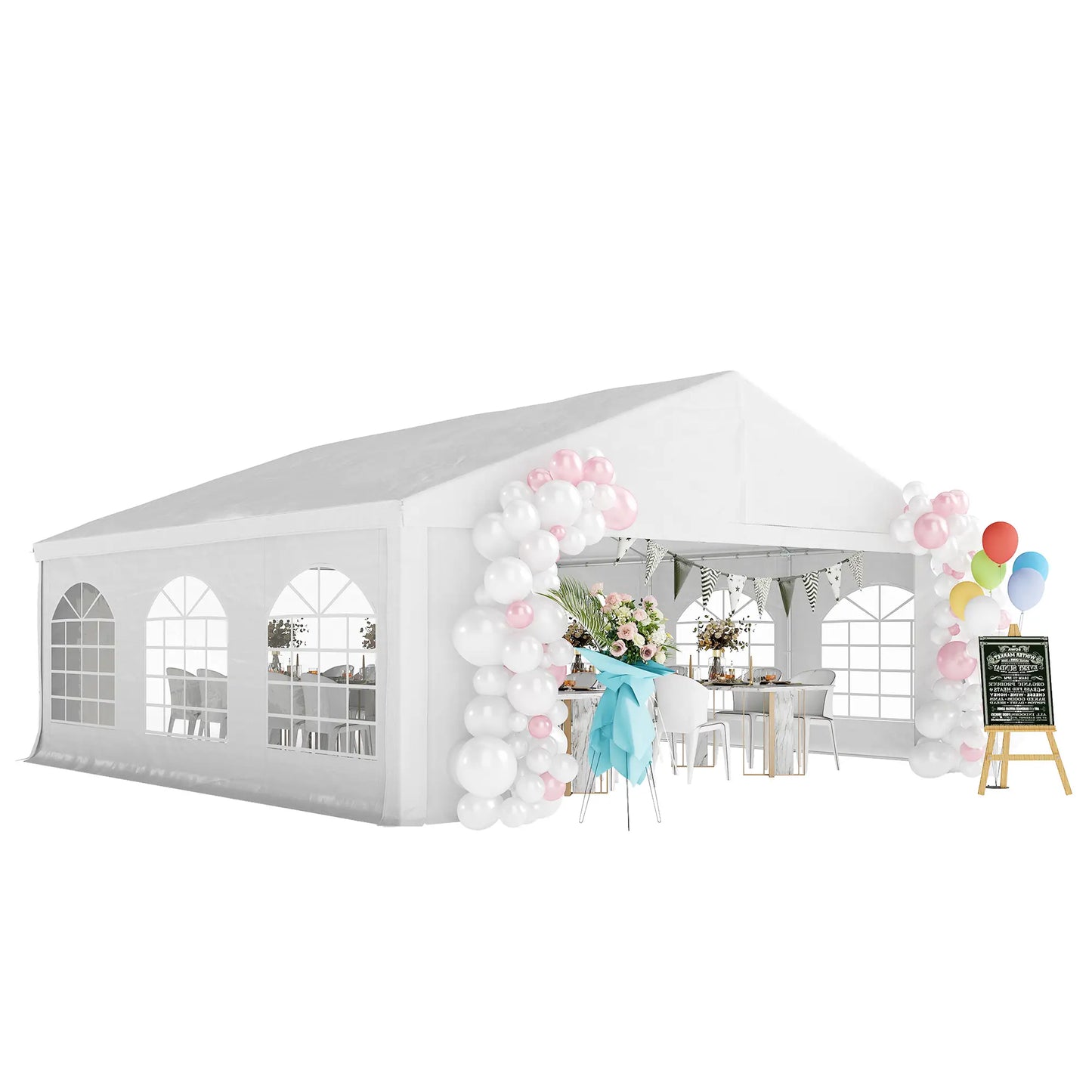 20' x 20' Heavy-Duty Wedding Tent, Outdoor Party Canopy With Sidewall, White Canopy Tents at Gallery Canada