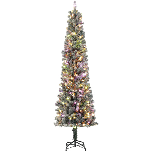 7.5ft Prelit Flocked Artificial Christmas Tree, Remote, Dual Color LEDs, 519 Tips, Dual Color