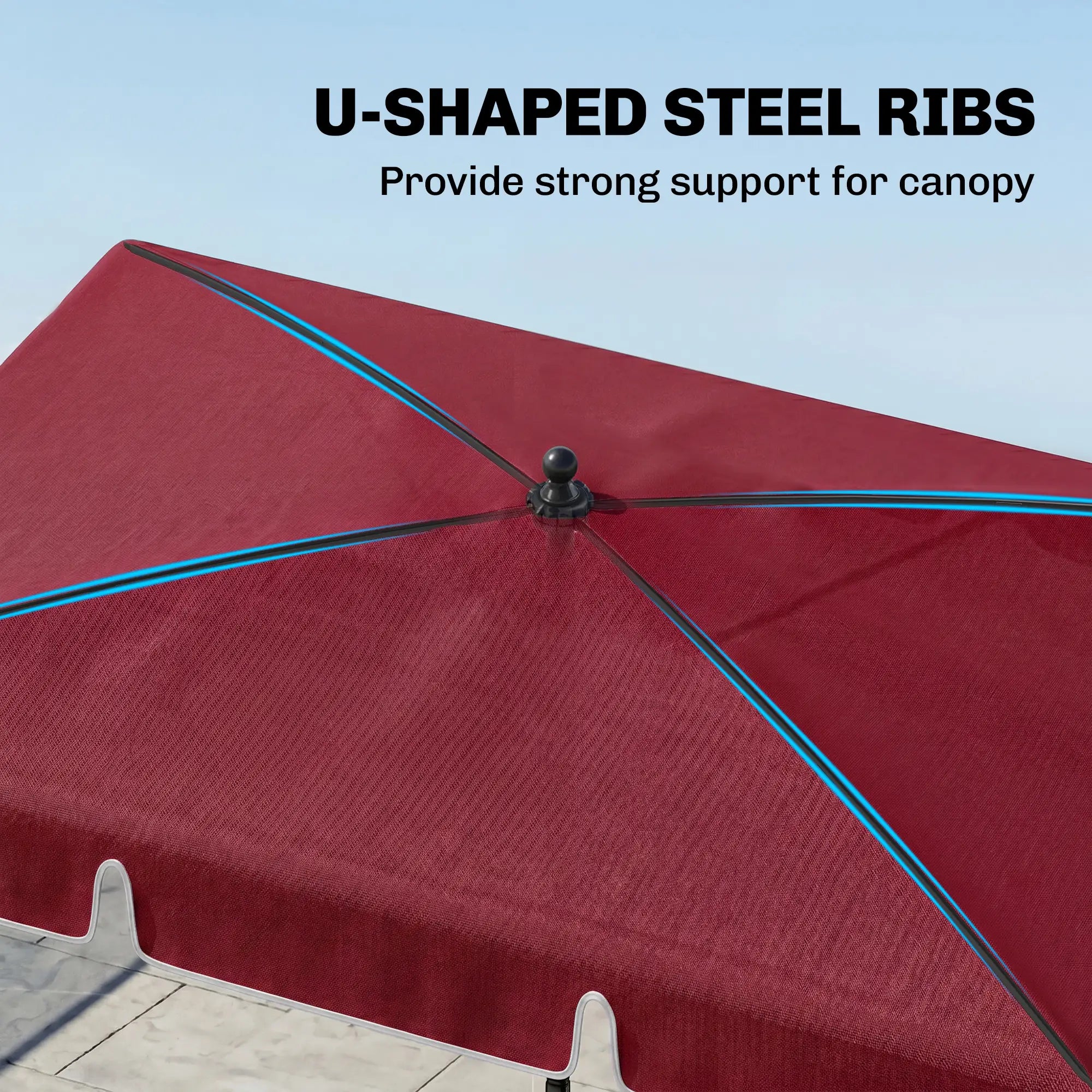 6.5x4ft Rectangle Tilt Adjustable Patio Umbrella, Red Sun Umbrellas at Gallery Canada