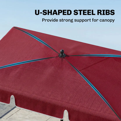 6.5x4ft Rectangle Tilt Adjustable Patio Umbrella, Red Sun Umbrellas at Gallery Canada