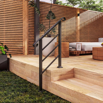 Adjustable Outdoor Stair Railing, 2 to 3 Steps, Black Garden Decor at Gallery Canada