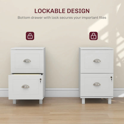 2-Drawer Small Filing Cabinet, Lockable, Adjustable Hanging Bars, White Office Cabinets & Cupboards at Gallery Canada