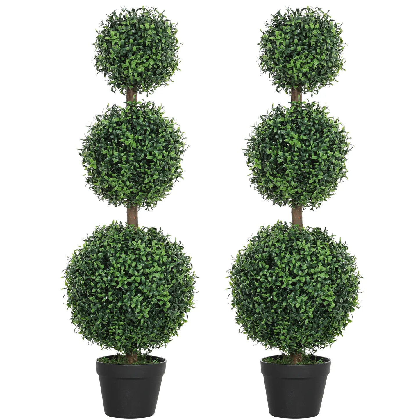 2 Pack 40" Artificial Boxwood Topiary Ball Trees, Indoor Outdoor, Green Artificial Trees at Gallery Canada