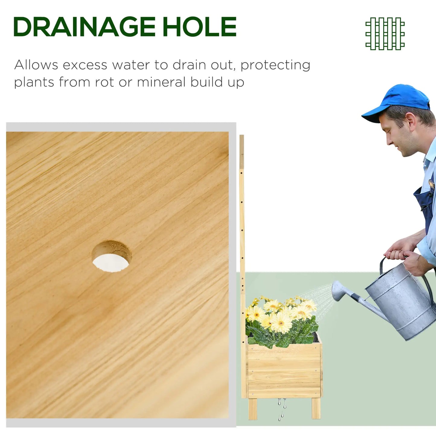 Distressed Wood Planter Box with Trellis, Raised Garden Bed, Natural Wooden Planter Boxes at Gallery Canada