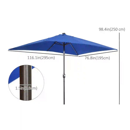 6.5x10ft Rectangle Solar Tilt Umbrella, Aluminum, Dark Blue Sun Umbrellas at Gallery Canada