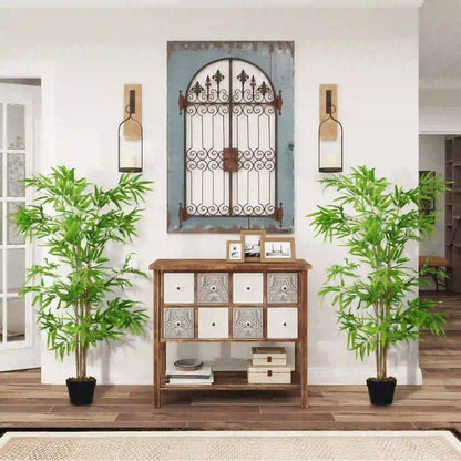 Artificial Bamboo Tree Set, 5ft Realistic Leaf, Natural Trunk, Nursery Plant