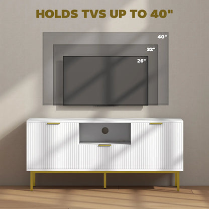 TV Console For 40 Inch TVs, Entertainment Center With RGB LED Lights, White TV Stands at Gallery Canada