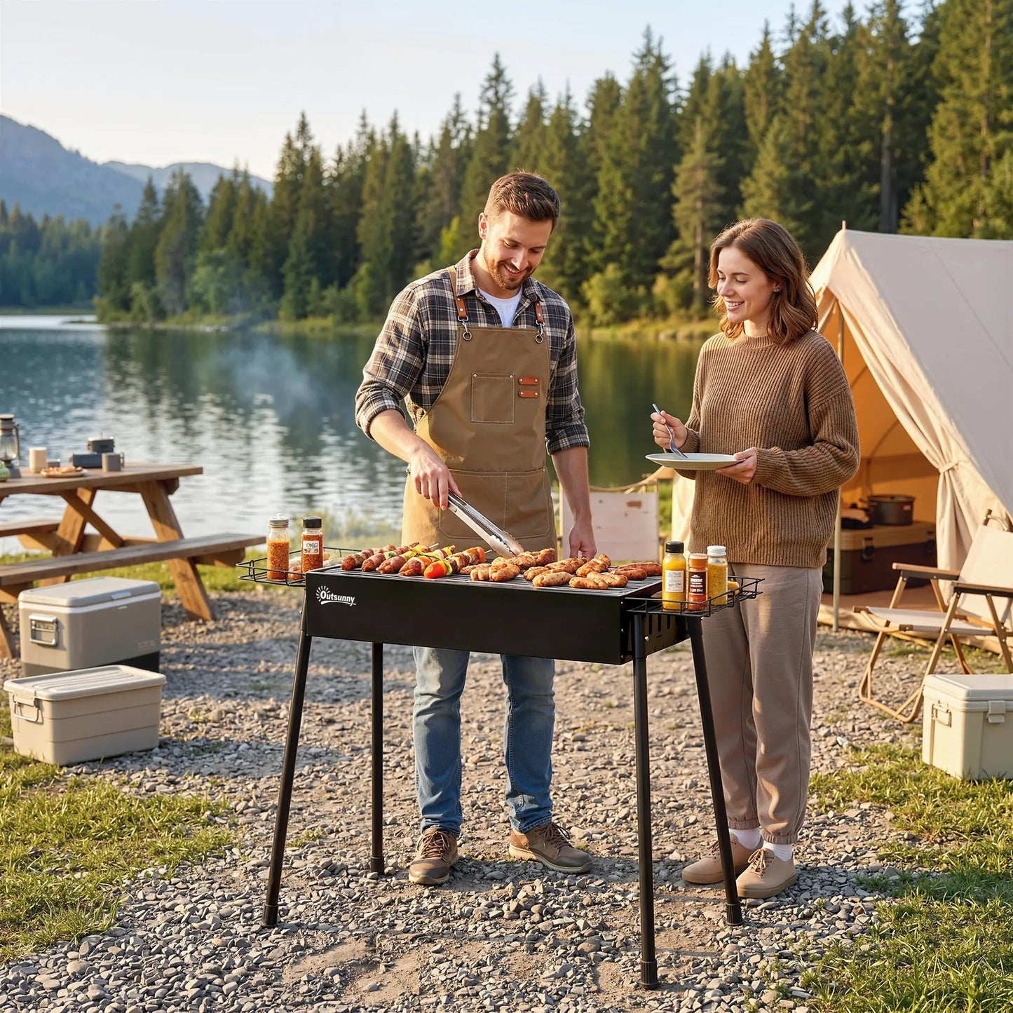 Portable Charcoal Grill With Side Baskets, Hooks, Nets, Black Charcoal BBQ Grils at Gallery Canada