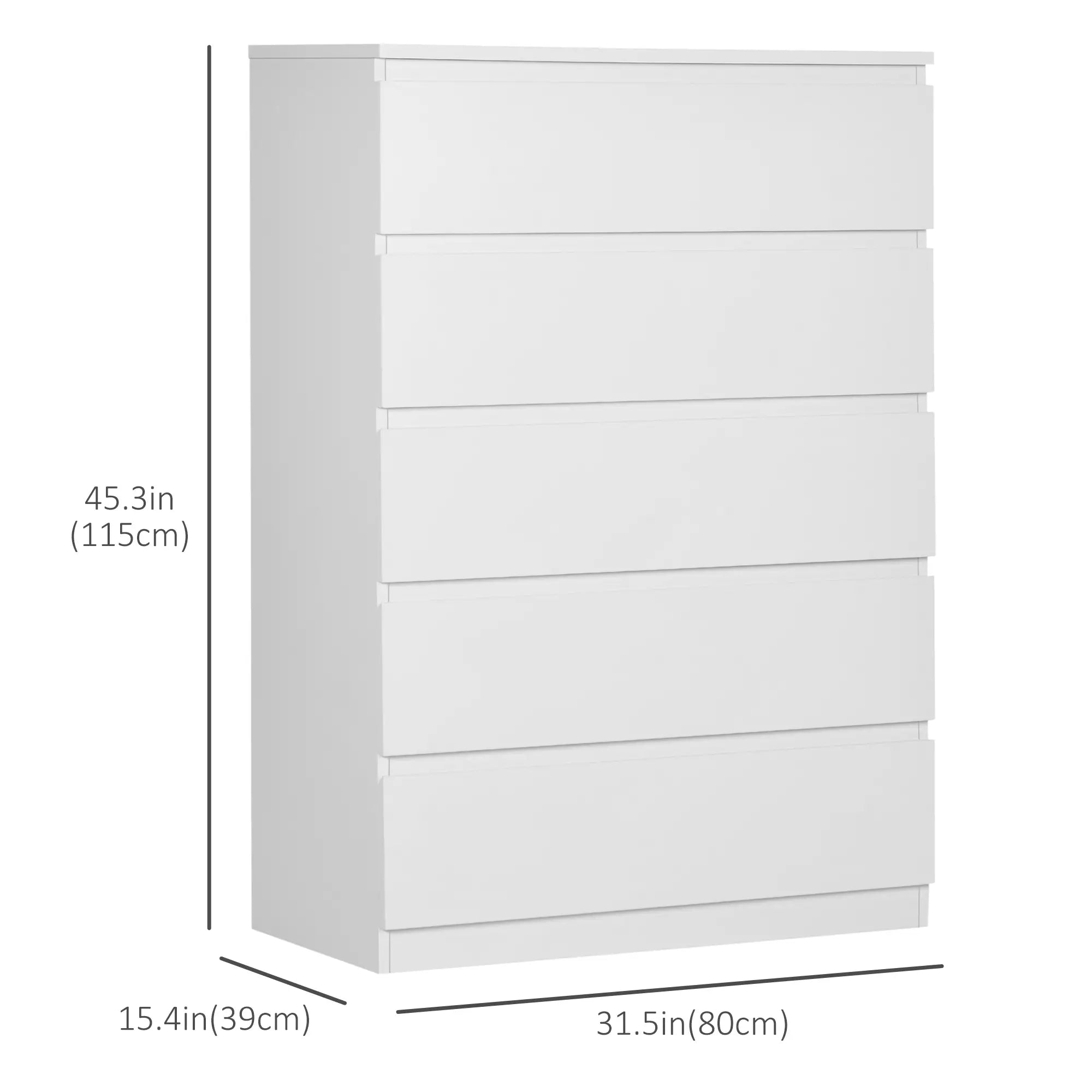 5 Drawer Chest, Dresser for Bedroom, Zinc Alloy Runners Storage Cabinets at Gallery Canada