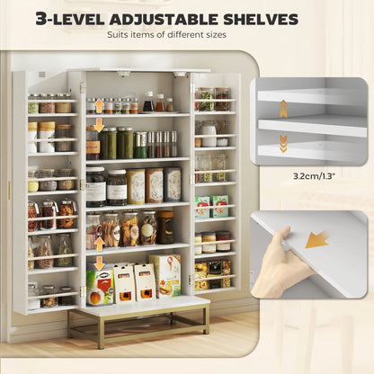 47 In Kitchen Pantry Cabinet, Freestanding Storage With 12 Door Shelves