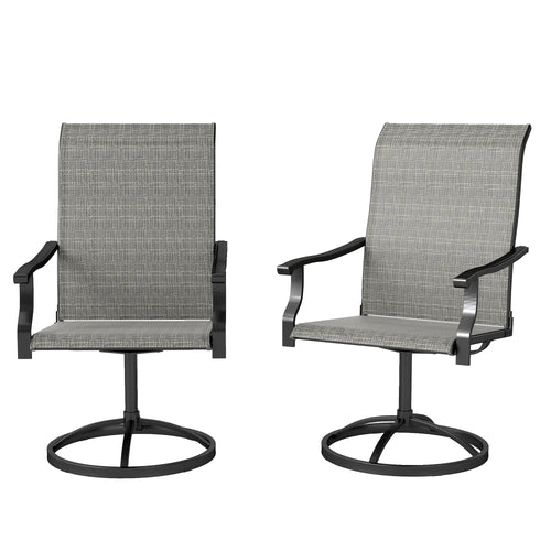 Outdoor Swivel Dining Chairs Set of 2, High Back, All Weather Mesh, Grey