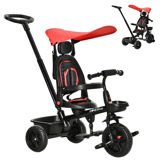 Kids Tricycle, 4 In 1 Trike, Adjustable Seat, Removable Canopy, Red Tricycles for Kids Red, Black at Gallery Canada