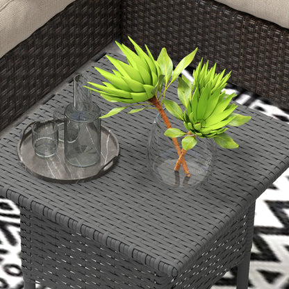 20" Square Outdoor Side Table, Grey Woven Top, Grey Patio Side Tables at Gallery Canada