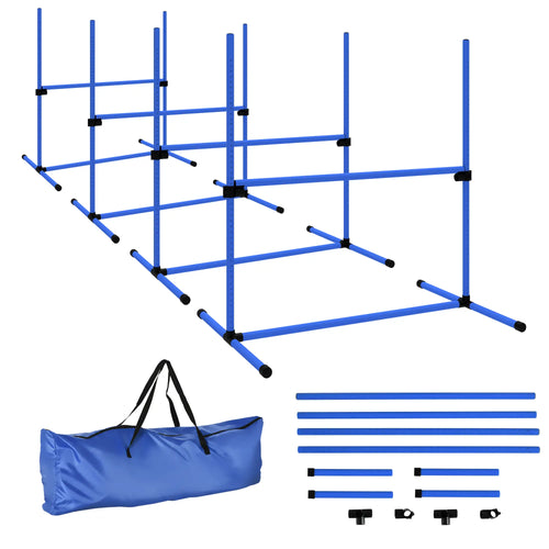 Dog Agility Training Set, 4 Adjustable Jump Bars, Exercise Kit, Blue