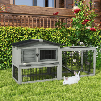 Wood Rabbit Hutch With Ramp, Openable Roof, Pull Out Tray, Light Grey Rabbit Hutch at Gallery Canada