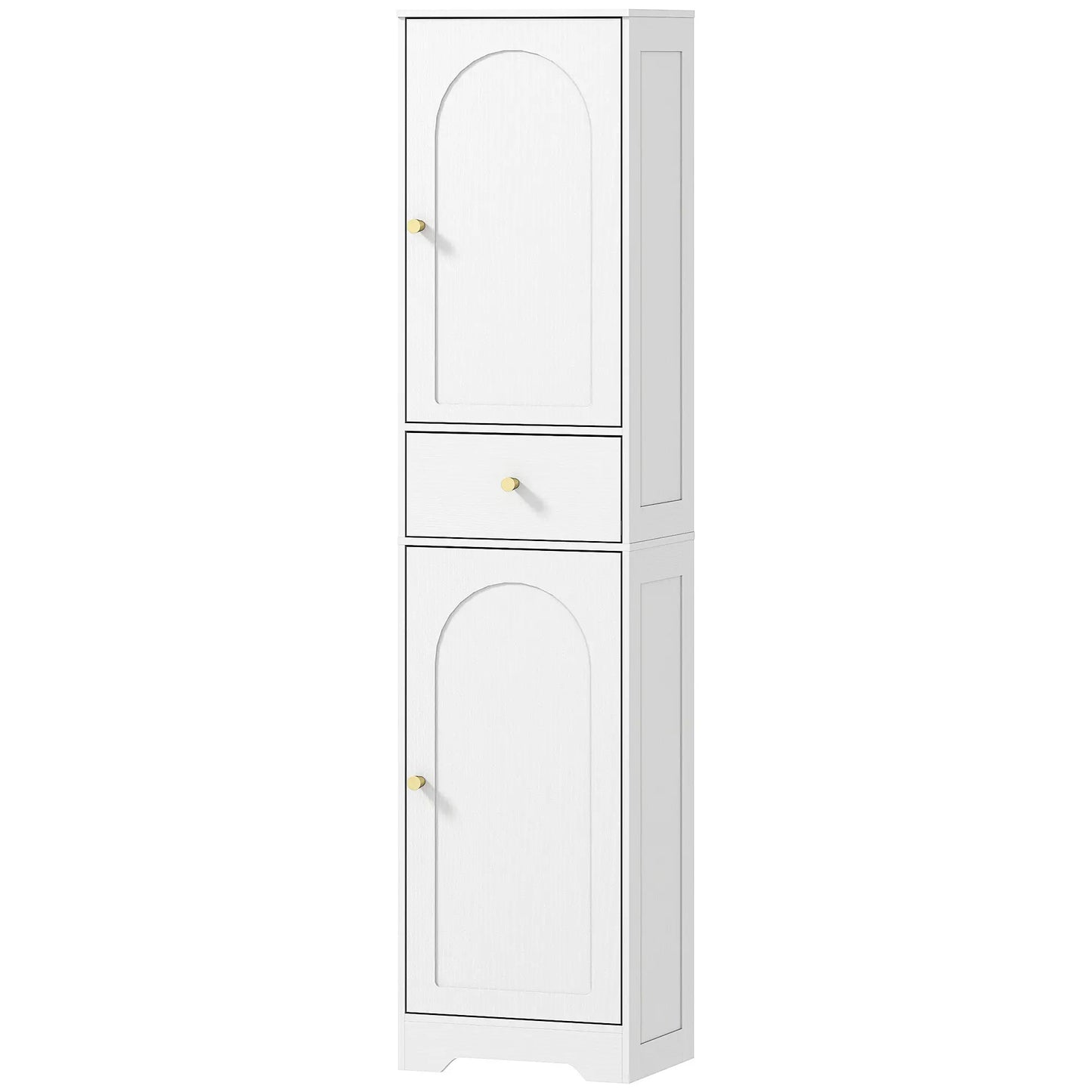 67" Tall Bathroom Cabinet, 2 Doors, Drawer, Adjustable Shelf, Wood Grain, White Bathroom Cabinets White Wood Grain at Gallery Canada