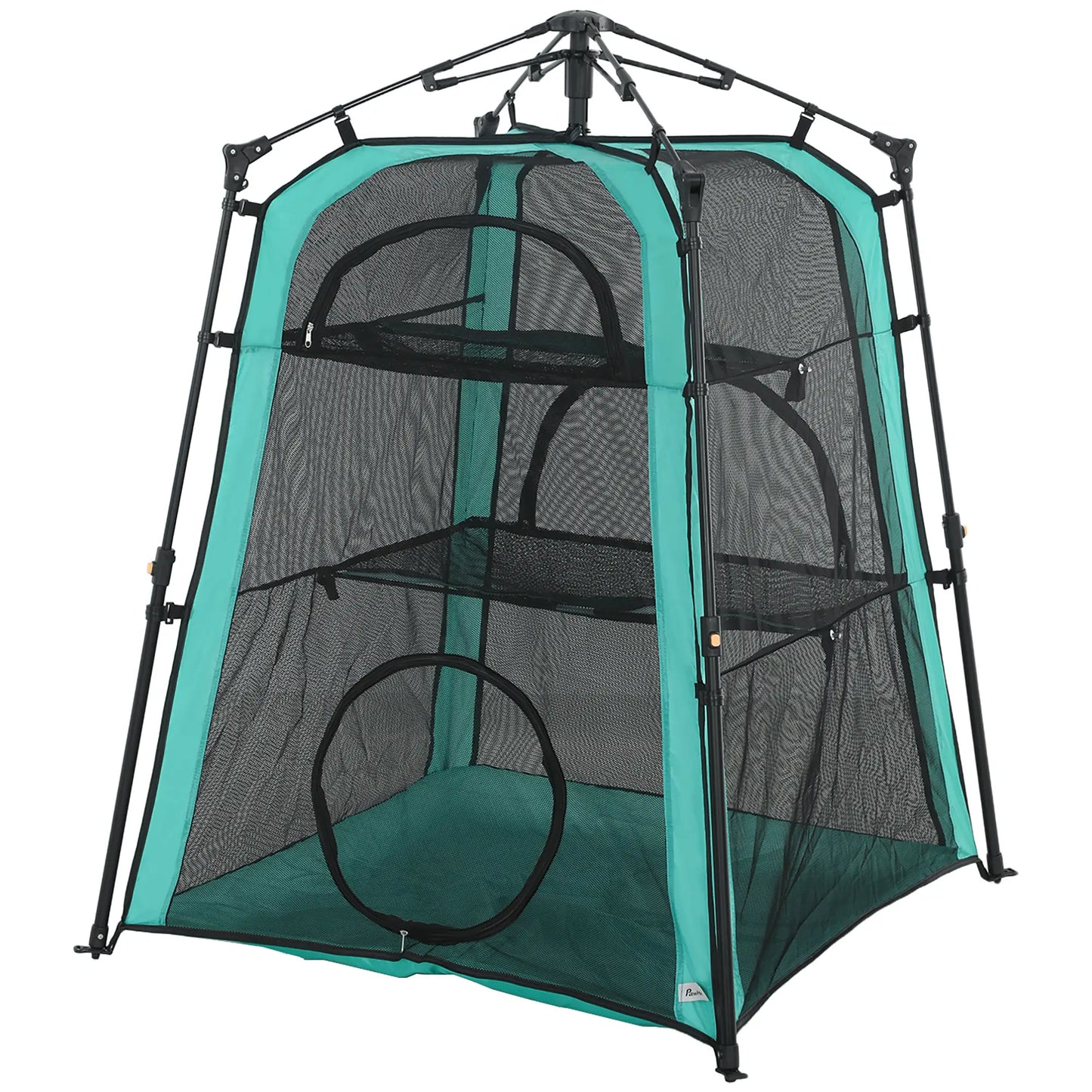 Cat Tent, 3-Tier Portable Pet Tent, Multi-Door, Carry Bag, Breathable Mesh Cat Houses Black, Green at Gallery Canada