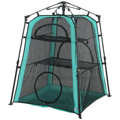 Cat Tent, 3-Tier Portable Pet Tent, Multi-Door, Carry Bag, Breathable Mesh Cat Houses Black, Green at Gallery Canada
