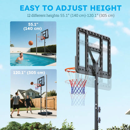 Portable Basketball Hoop, 4.6-10ft with Wheels, 43" Backboard, for Teenagers Youth Adults Basketball at Gallery Canada