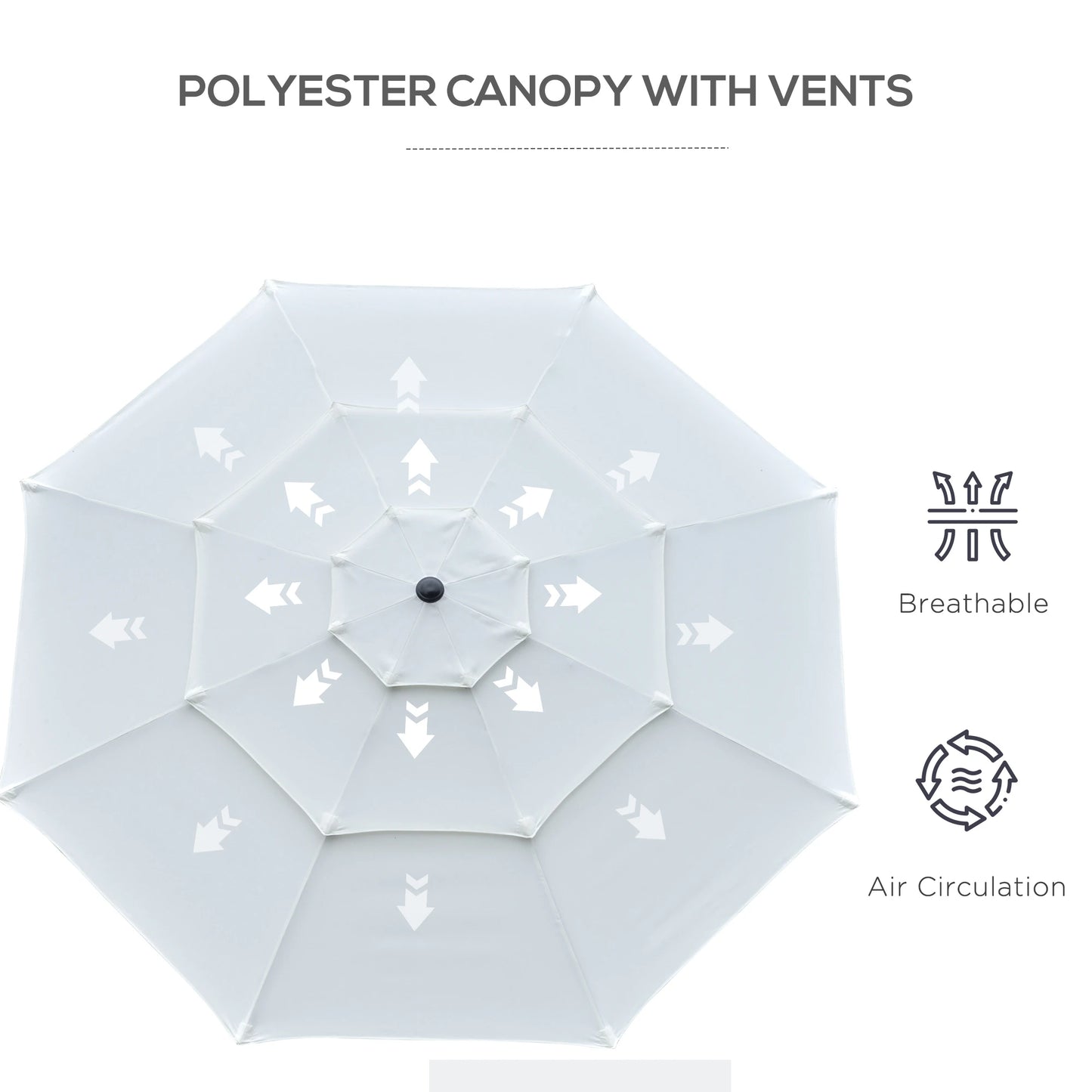 9FT 3-Tier Patio Umbrella, Crank & Tilt, Cream White Sun Umbrellas at Gallery Canada