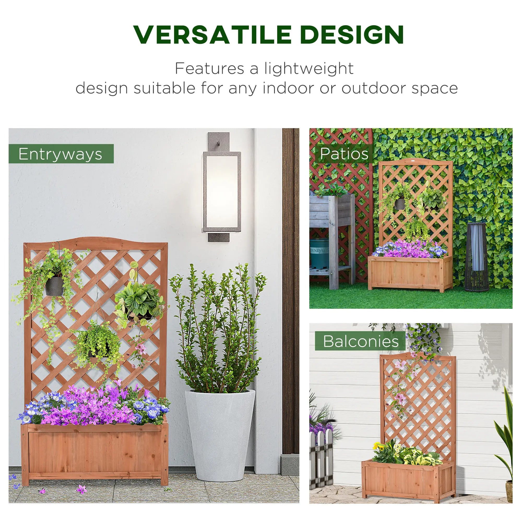 Wood Planter with Trellis, Raised Garden Bed, 28