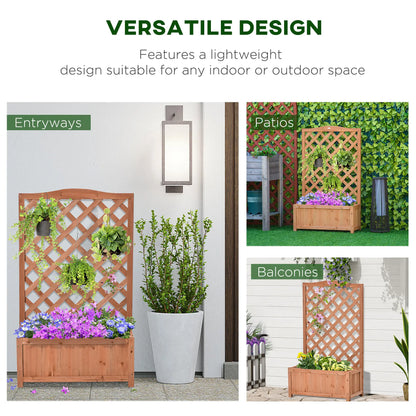 Wood Planter with Trellis, Raised Garden Bed, 28" x 11" x 46", Brown Wooden Planter Boxes at Gallery Canada