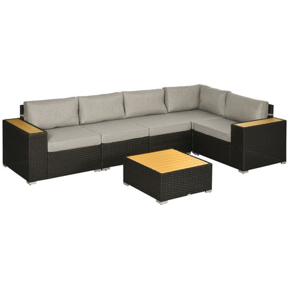 6-Piece Outdoor Rattan Patio Set, Corner Sofa, WPC Table, Light Grey Patio Furniture Sets at Gallery Canada
