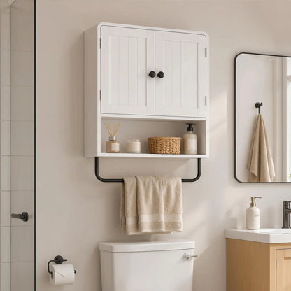 Wall Mounted Bathroom Cabinet, 2 Doors, White